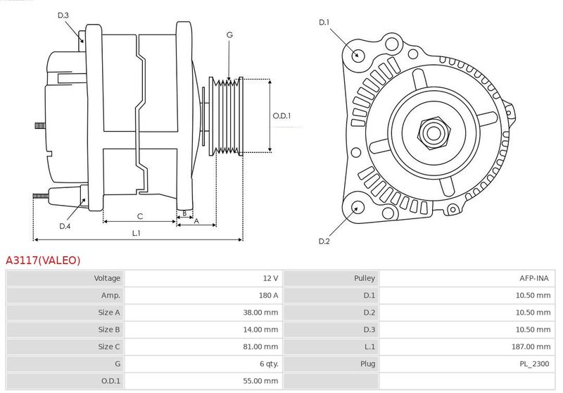 Генератор, Auto Starter A3117(VALEO)