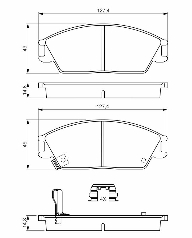 Piduriklotsi komplekt, ketaspidur, BOSCH 0 986 494 620