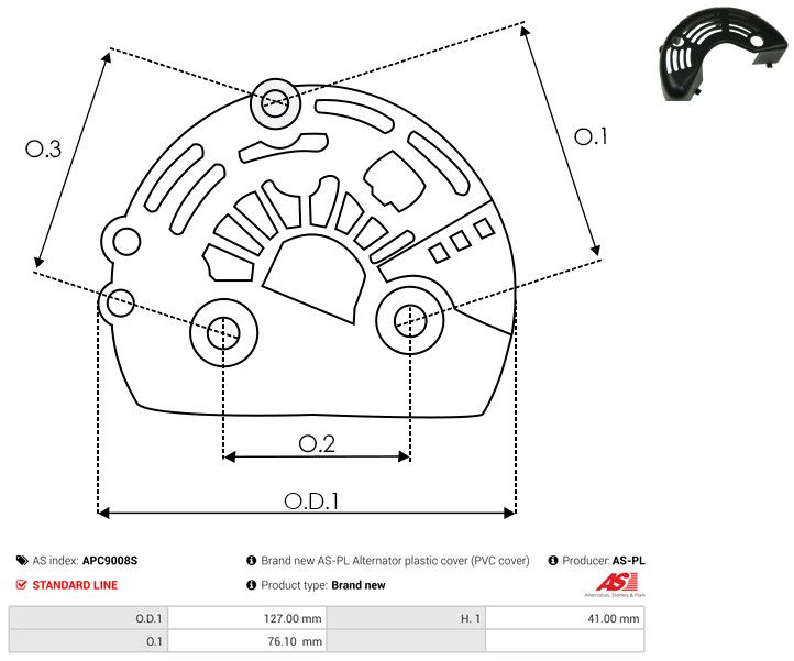 AS-PL APC9008S Protective Cap, alternator