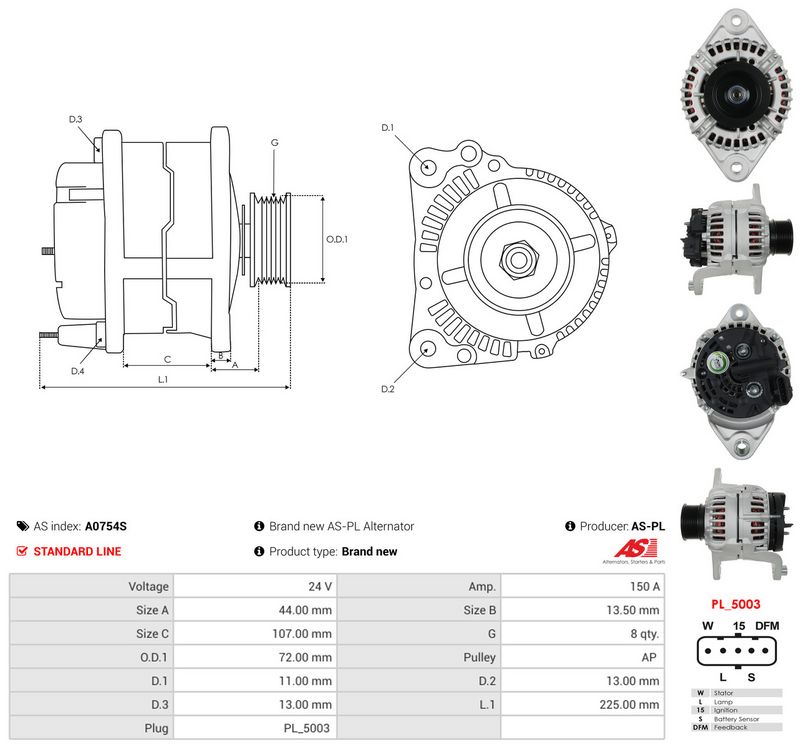 Generaator, AS-PL A0754S