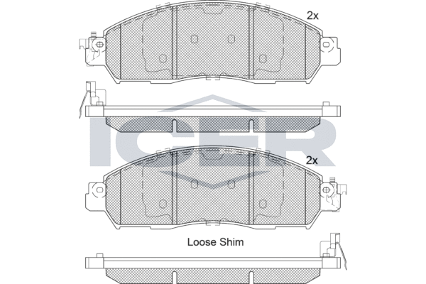 Комплект гальмівних накладок, дискове гальмо, Icer 182249