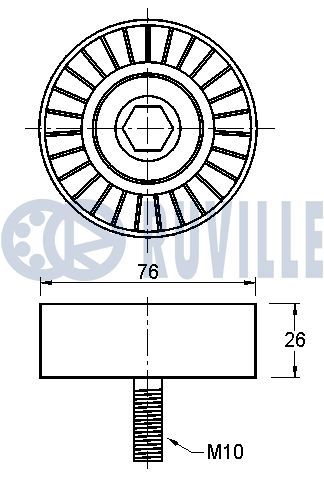 Відвідний/напрямний ролик, поліклиновий ремінь, Ruville 542164