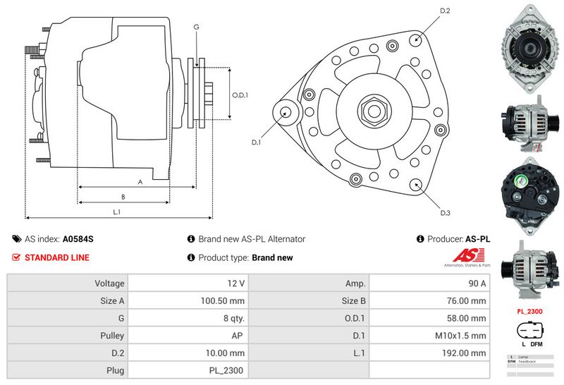 AS-PL A0584S Alternator