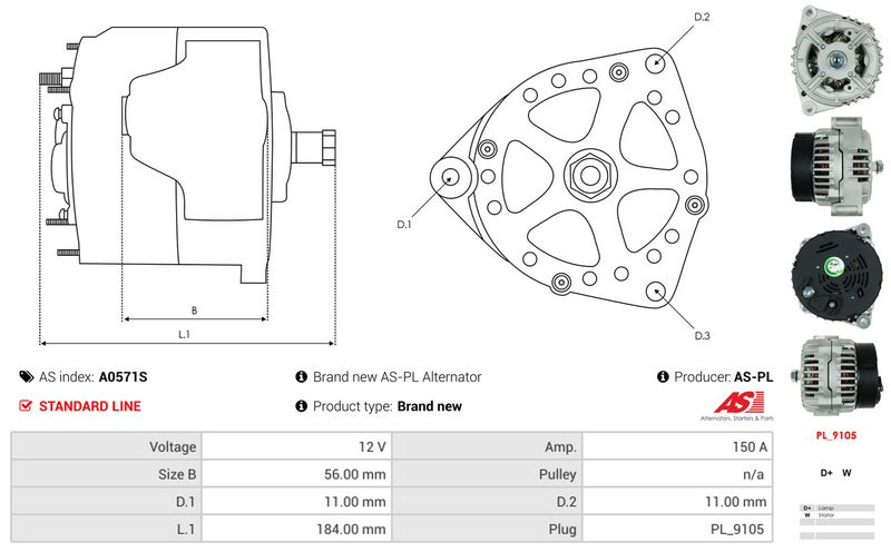 AS-PL A0571S Alternator