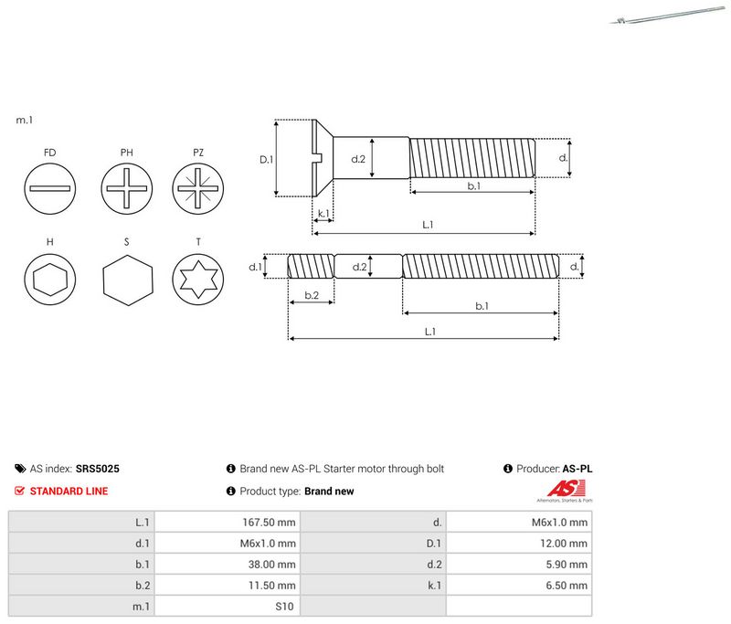 AS-PL SRS5025 Repair Set, alternator