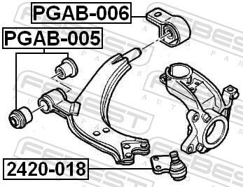 FEBEST PGAB-006 Mounting, control/trailing arm