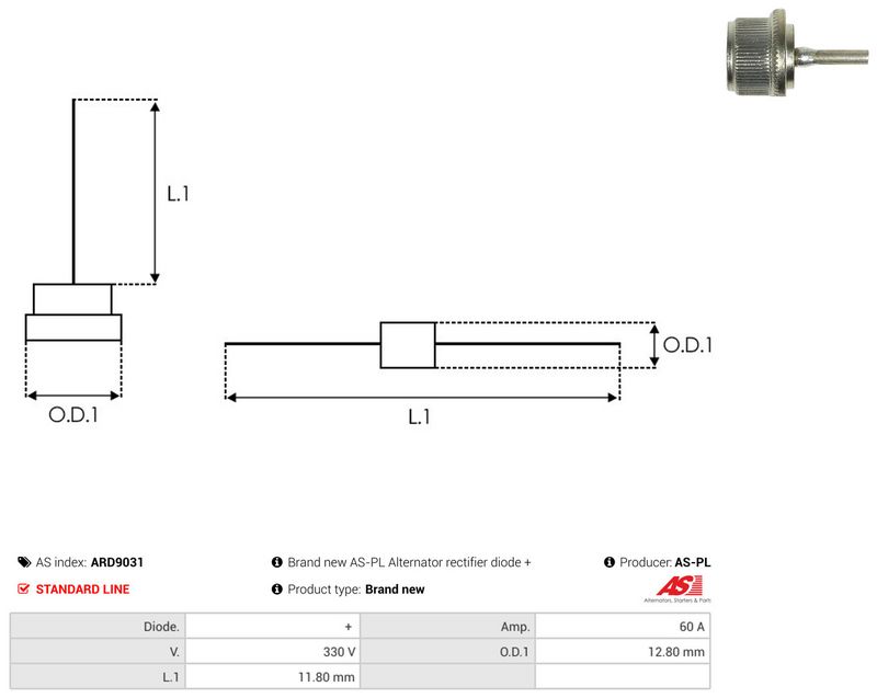 AS-PL ARD9031 Rectifier, alternator