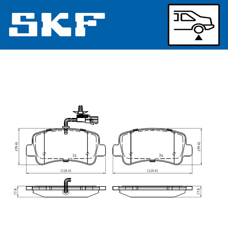 Комплект гальмівних накладок, дискове гальмо, Skf VKBP90010E