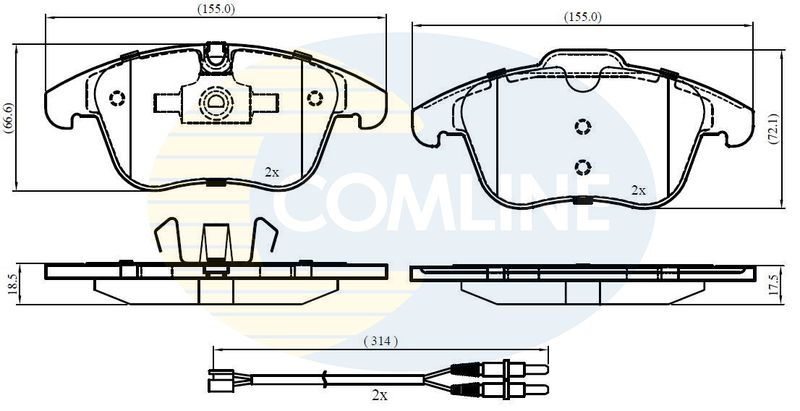 Комплект гальмівних накладок, дискове гальмо, Comline CBP22002