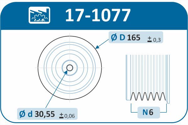 Шків, колінчатий вал, Fiat Doblo, Stilo 1.9JTD, Opel Astra, Vectra C 1.9CDTi 99-, Ijs 17-1077