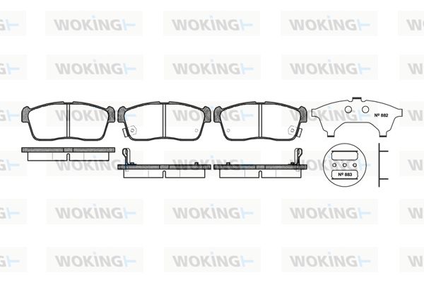 Комплект гальмівних накладок, дискове гальмо, Woking P6243.02