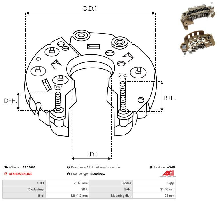 AS-PL ARC5092 Rectifier, alternator
