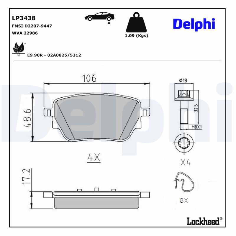 DELPHI LP3438 Brake Pad Set, disc brake