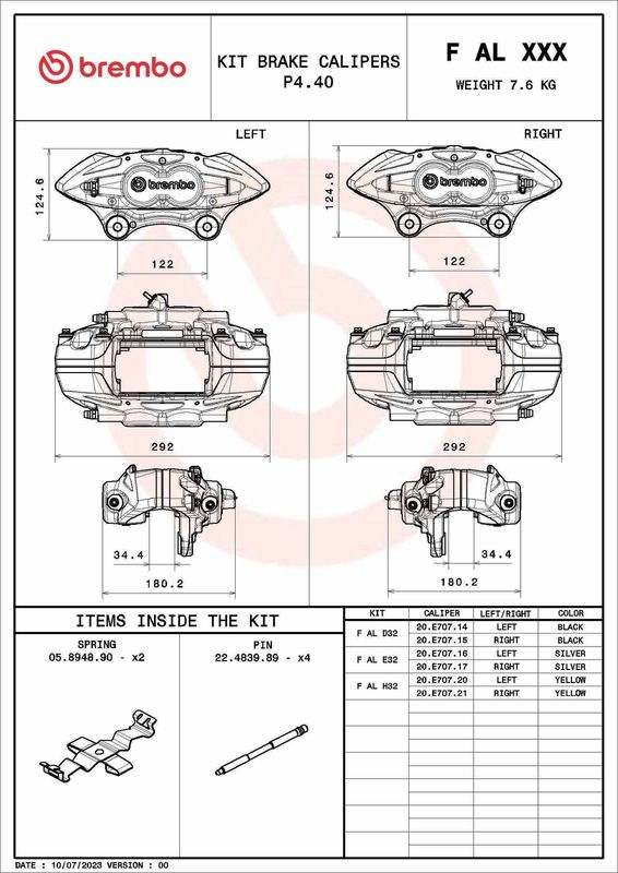 Комплект осей гальмівного супорта, Brembo FALH32