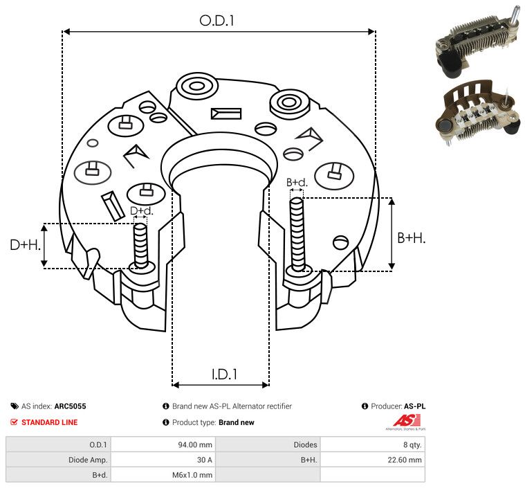 AS-PL ARC5055 Rectifier, alternator