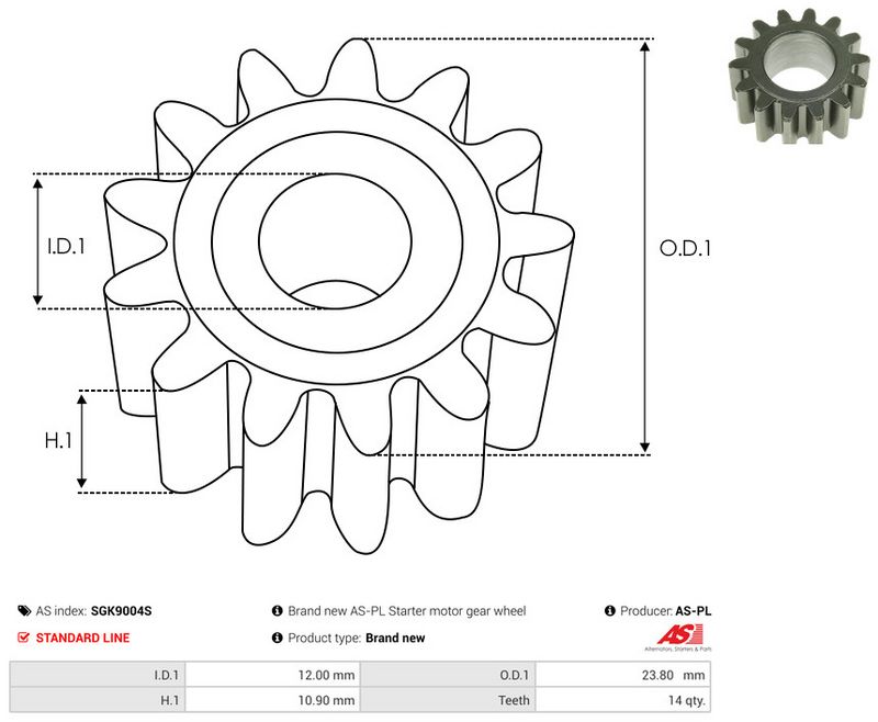 AS-PL SGK9004S Repair Kit, starter