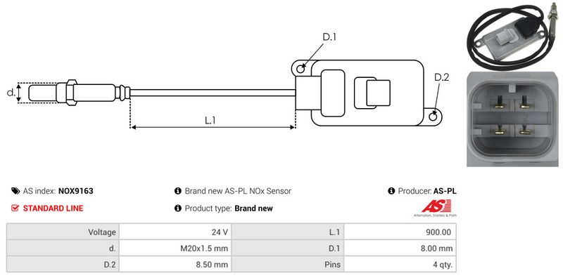 AS-PL NOX9163 NOx Sensor, urea injection