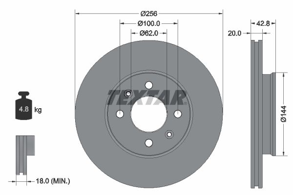 Гальмівний диск, Textar 92295403