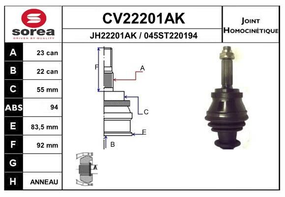 EAI csuklókészlet, hajtótengely CV22201AK