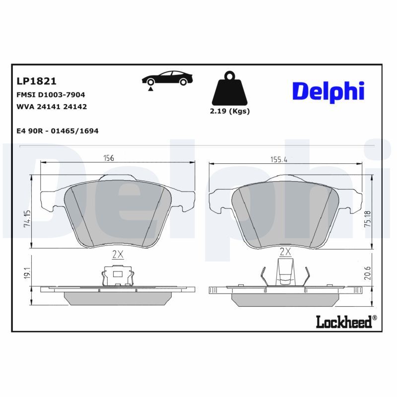 Piduriklotsi komplekt, ketaspidur, DELPHI LP1821