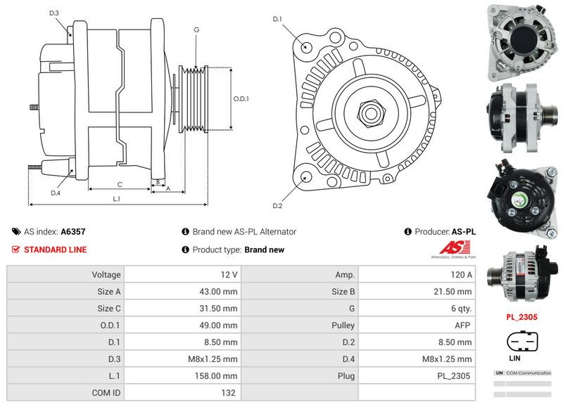 AS-PL A6357 Alternator