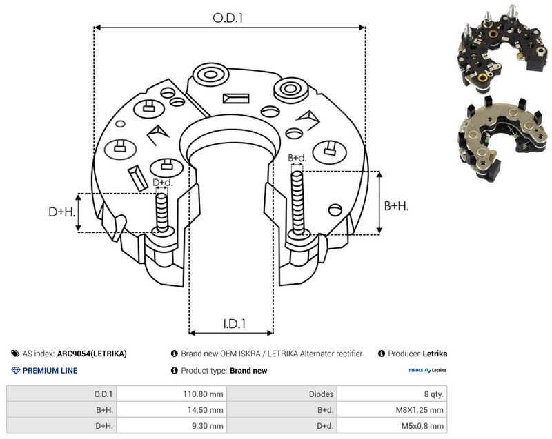 AS-PL ARC9054(LETRIKA) Rectifier, alternator