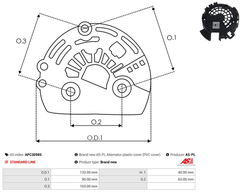 Kaitsekate, generaator, AS-PL APC3098S