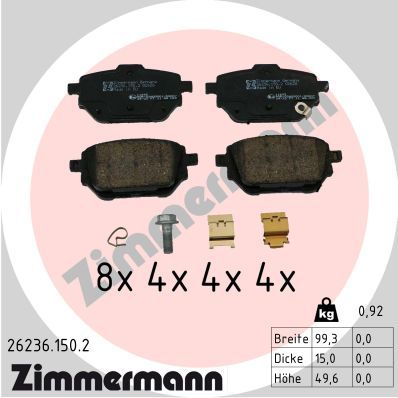 Комплект гальмівних накладок, дискове гальмо, Zimmermann 26236.150.2