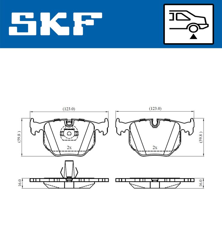 Комплект гальмівних накладок, дискове гальмо, Skf VKBP90625