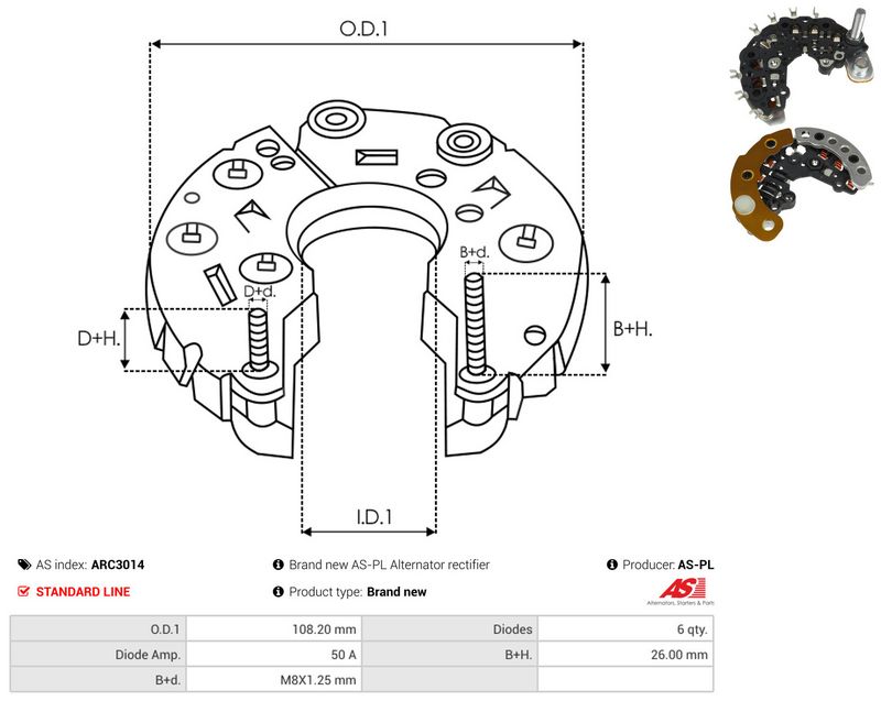 AS-PL ARC3014 Rectifier, alternator