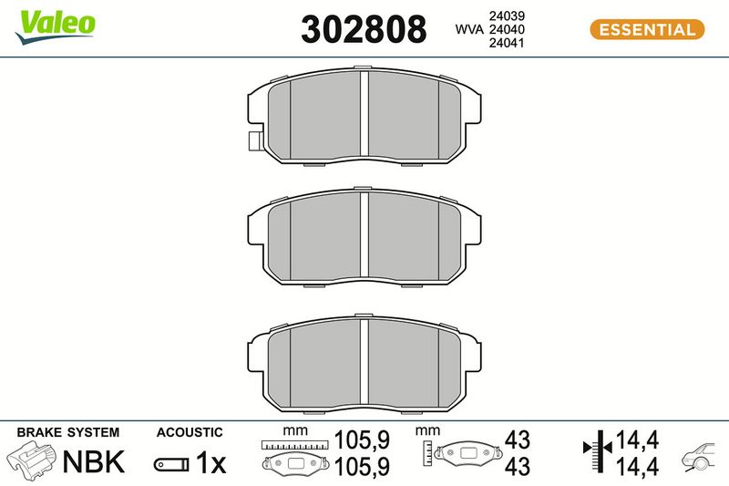 комплект спирачно феродо, дискови спирачки VALEO