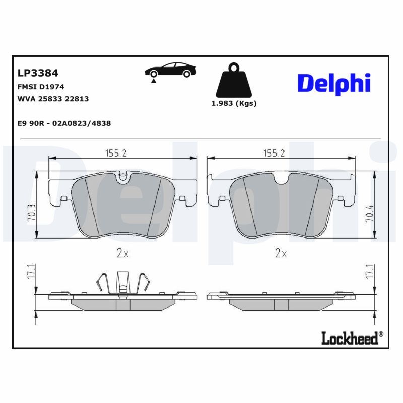 Piduriklotsi komplekt, ketaspidur, DELPHI LP3384