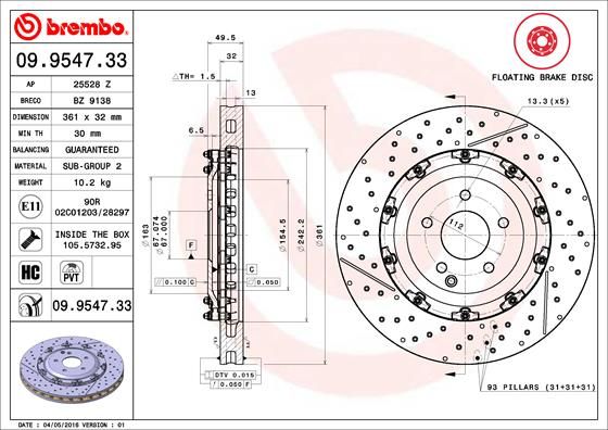 BREMBO Remschijf 09.9547.33