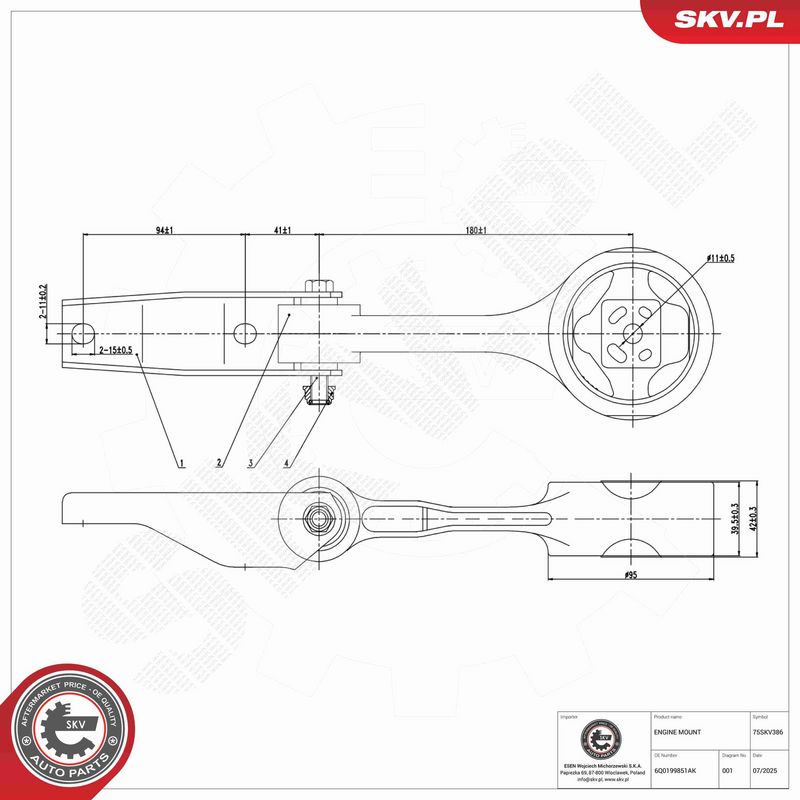 ESEN SKV 75SKV386 Variklio pagalvė
