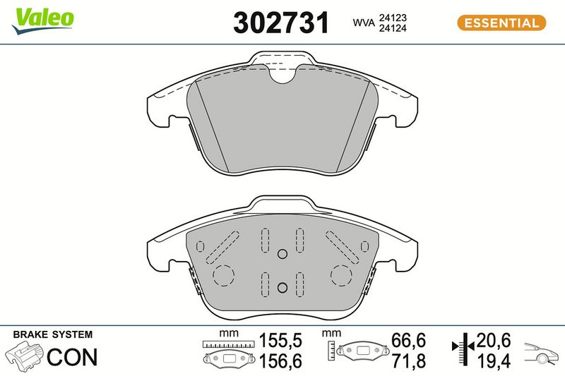 комплект спирачно феродо, дискови спирачки VALEO