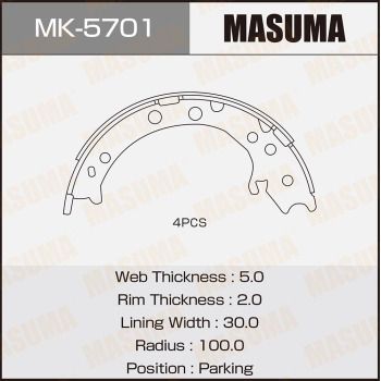 Комплект гальмівних колодок, Masuma MK5701