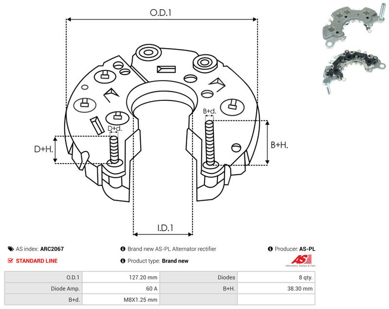 AS-PL ARC2067 Rectifier, alternator