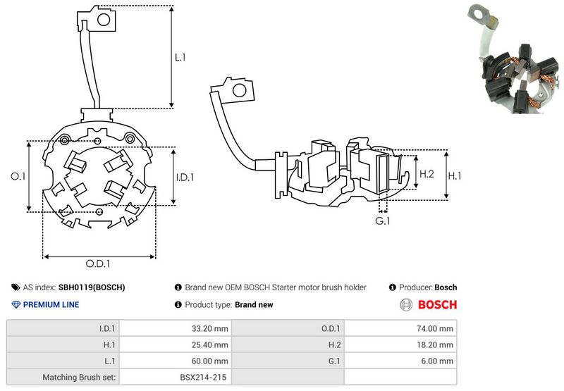 AS-PL SBH0119(BOSCH) Holder, carbon brushes