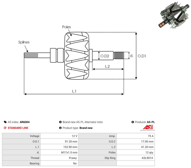 AS-PL AR6004 Rotor, alternator