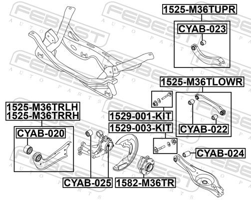 Kumeruste korrigeerimiskruvide komplekt, FEBEST 1529-001-KIT