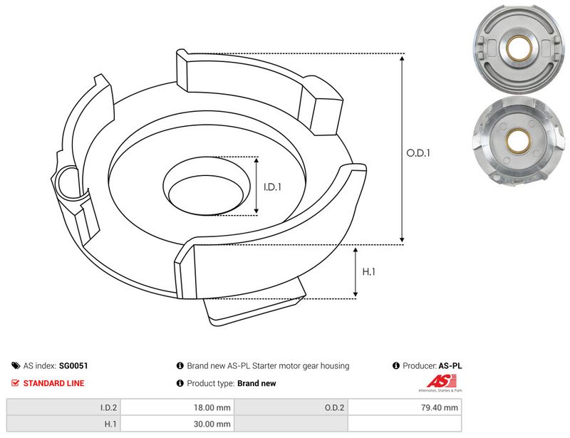 Remondikomplekt, Starter, AS-PL SG0051