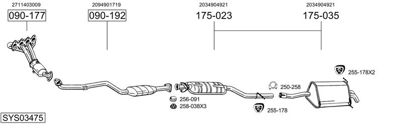 BOSAL kipufogórendszer SYS03475