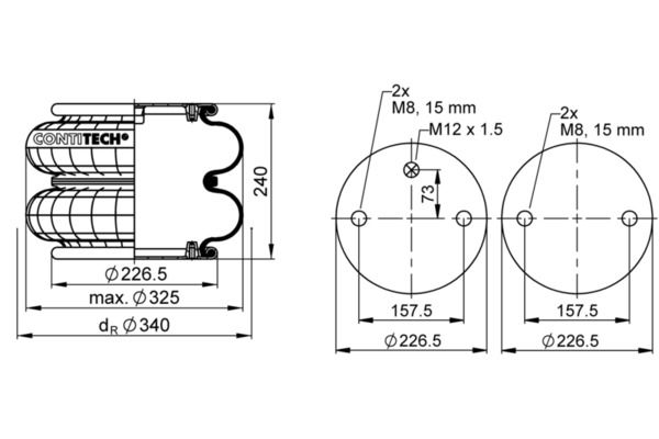 Mech, pneumatické odpružení FD 330-22 M12x1.5 M8
