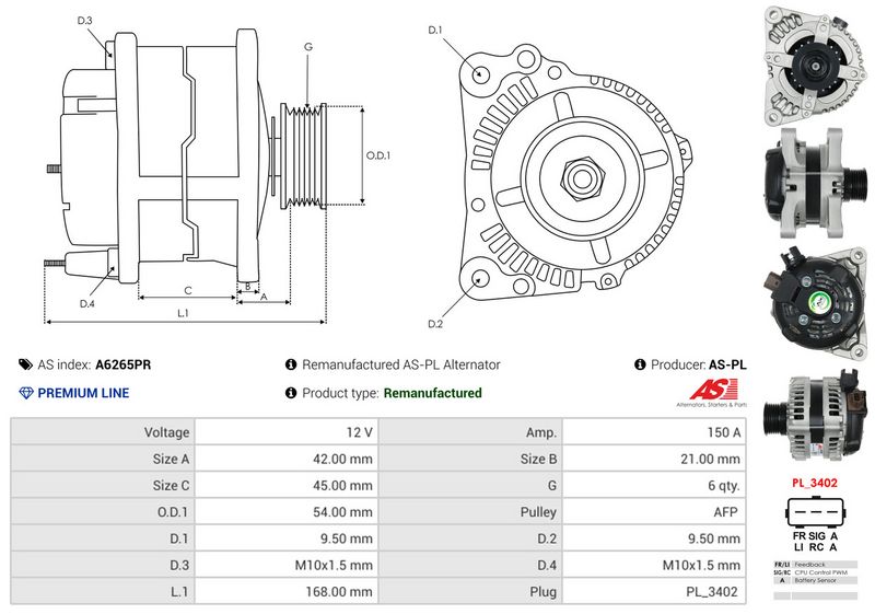 AS-PL A6265PR Alternator