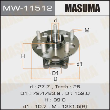 Комплект колісних підшипників, Masuma MW-11512