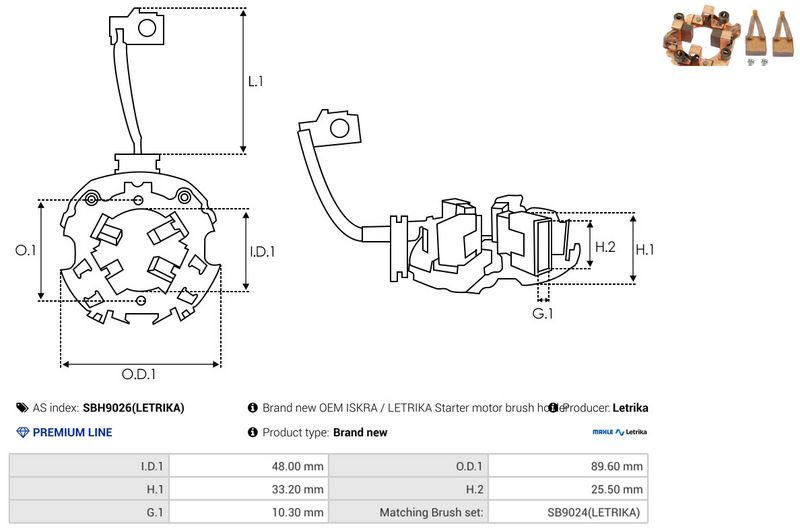 Kinnitus, süsinikuharjad, AS-PL SBH9026(LETRIKA)