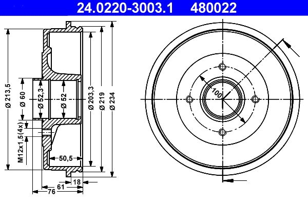 Tambur frana 24.0220-3003.1 ATE