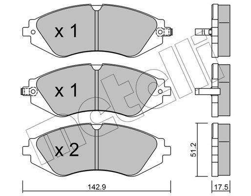 Комплект гальмівних накладок, дискове гальмо, Metelli 22-0294-0