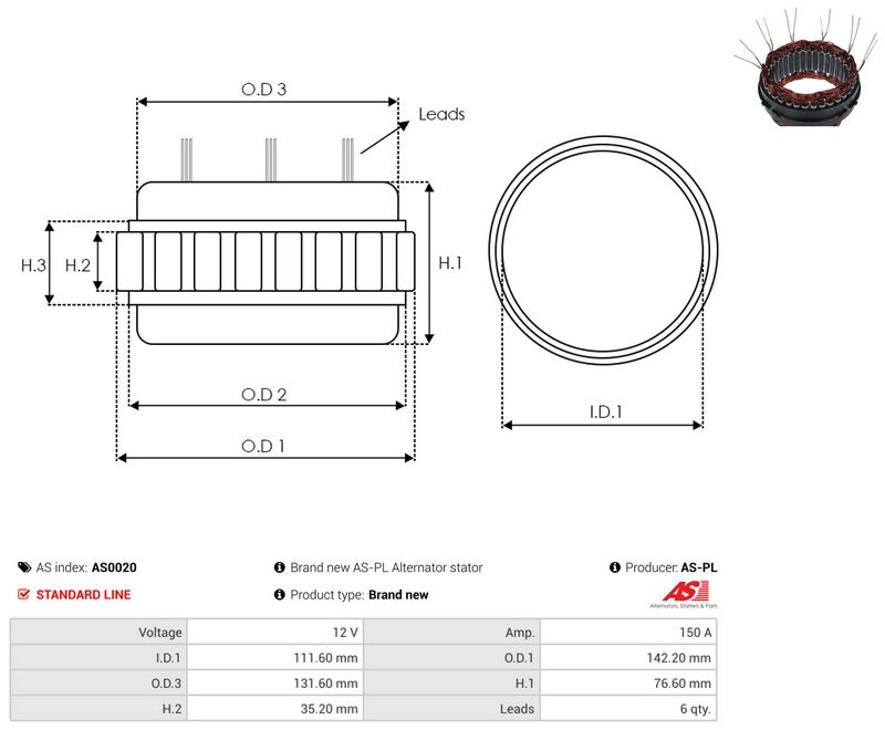 Staator, generaator, AS-PL AS0020