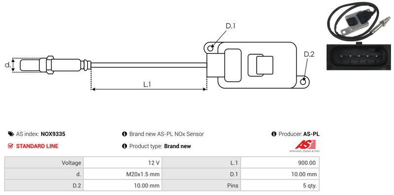 AS-PL NOX9335 NOx Sensor, urea injection